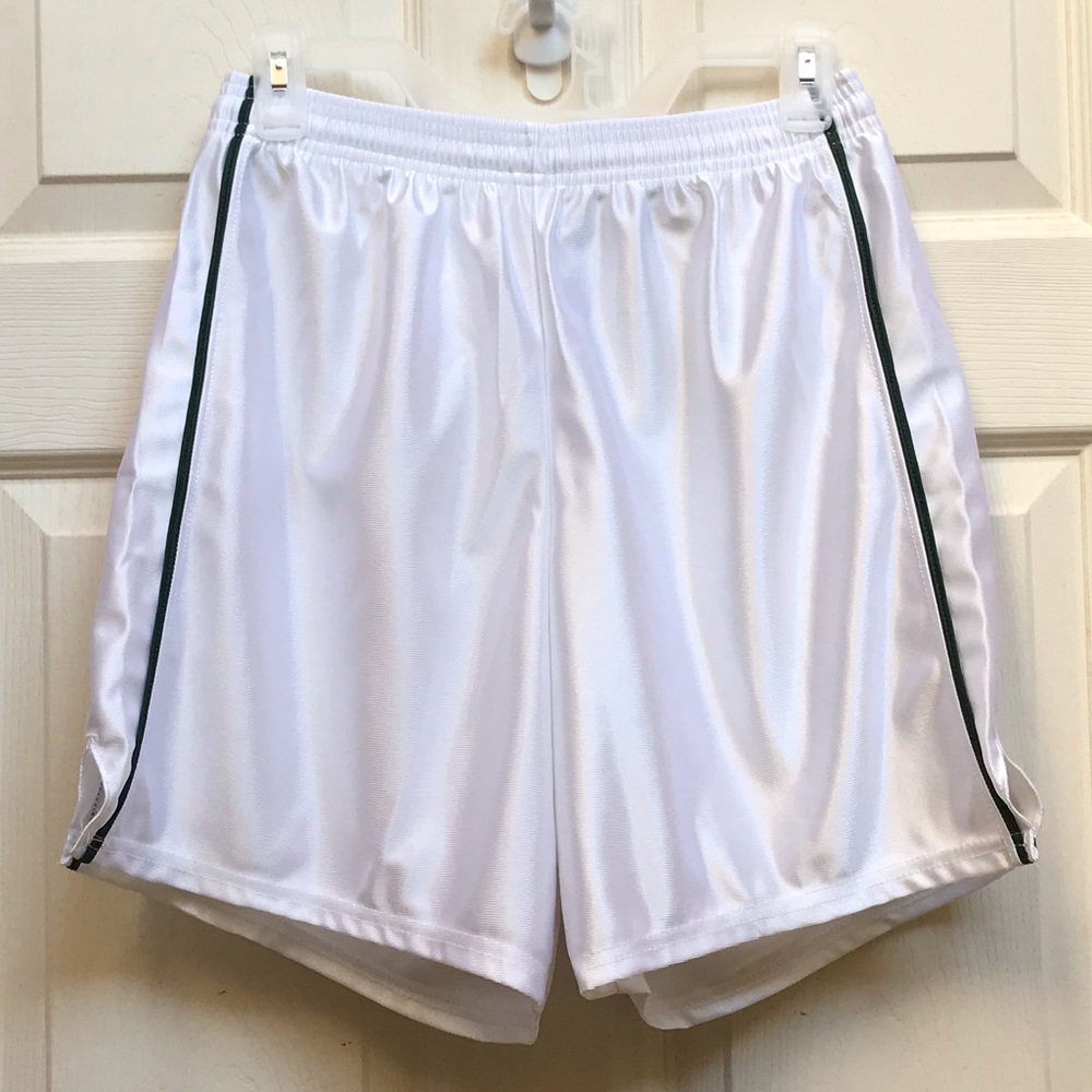 Alleson white/ green striped athletic shorts